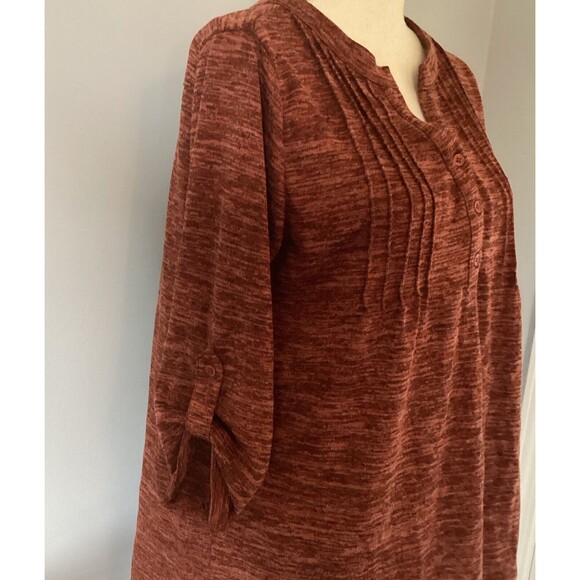 Notations Women’s 3 Button 3/4 Length Sleeve Shirt 2 Tops Rust & Heather Gray M - Picture 4 of 11